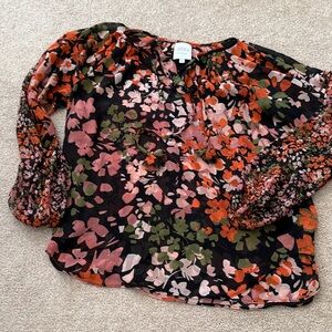 Misa Los Angeles Floral Blouse - Black, Pink, Orange, Green